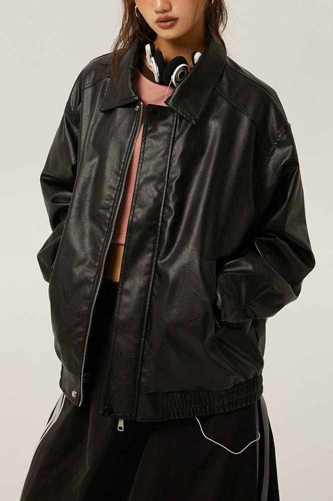 Retro Loose Fit Moto Jacket