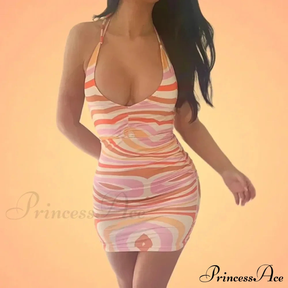 Vestido Justo de Festa de Verão Elegante, Chic e Sexy, com Decote V, Costas Abertas e Corte Slim