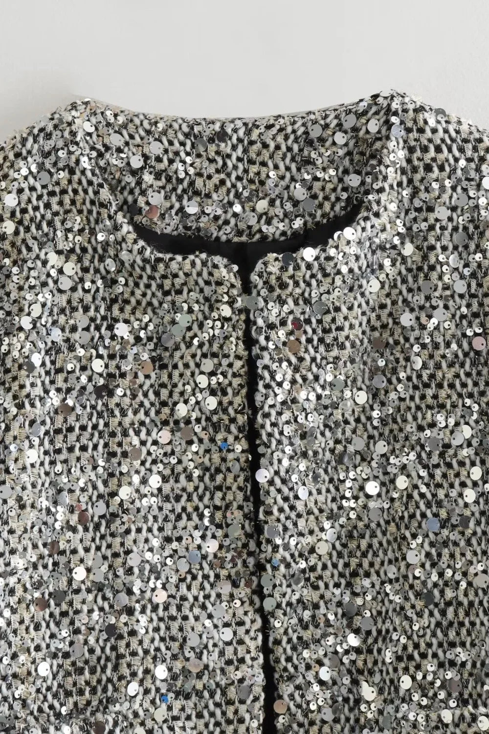 Elegant Luxurious Tweed Sequin Jacket