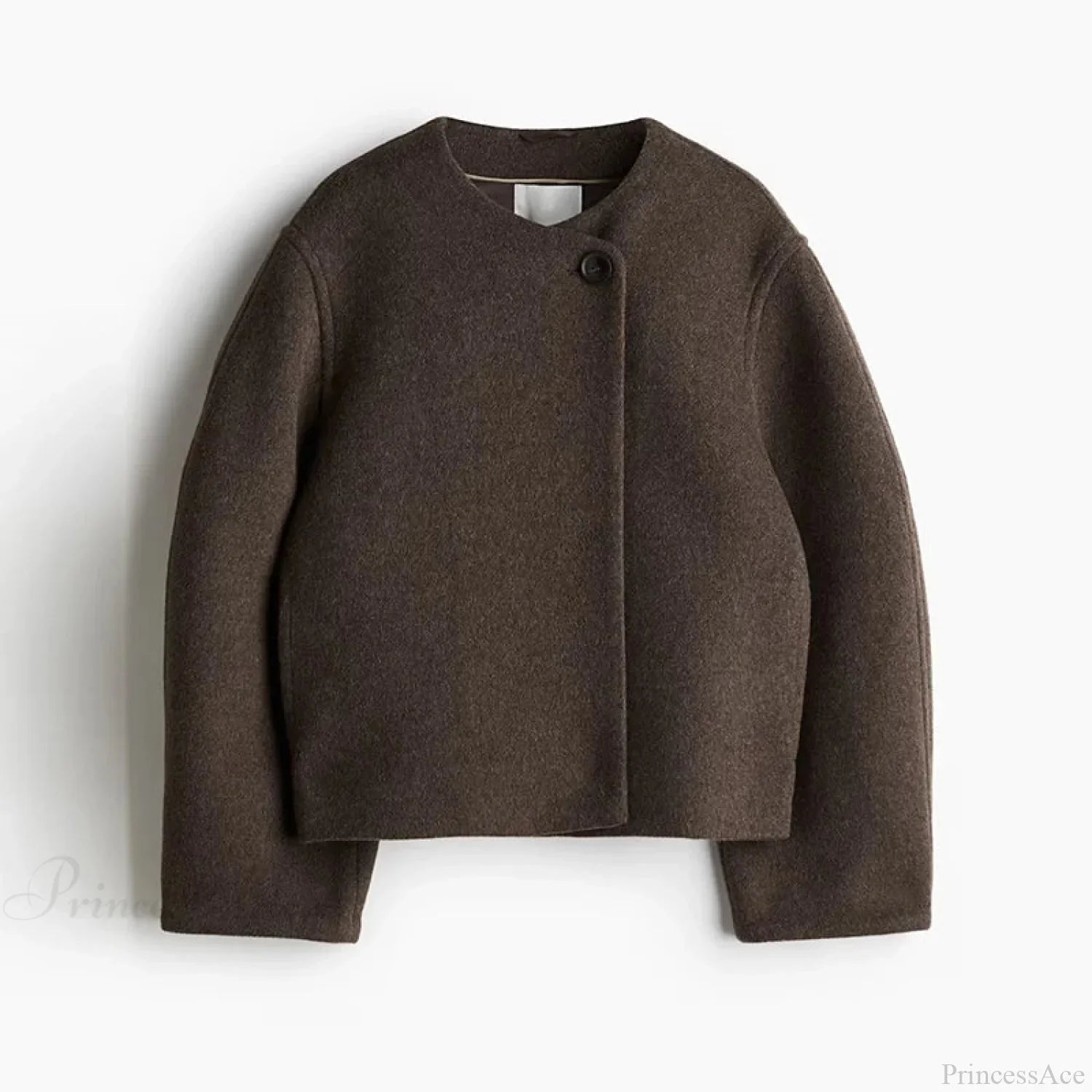 Sobretudo Elegante de Lã Lisa com Um Botão
