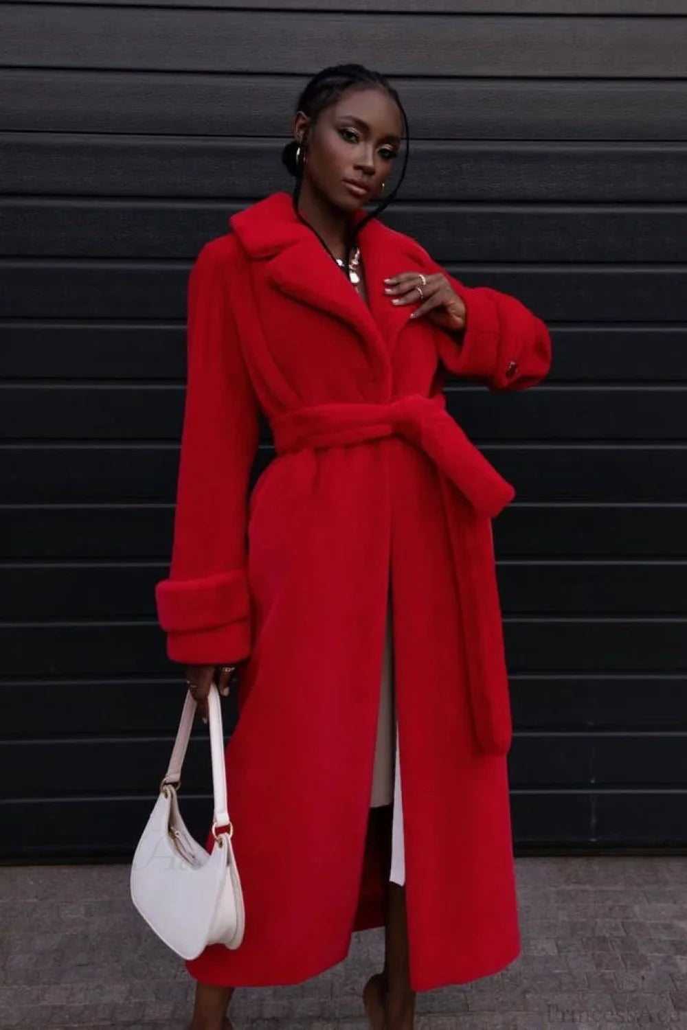 Elegant Thickened Plush Faux Fur Overcoat