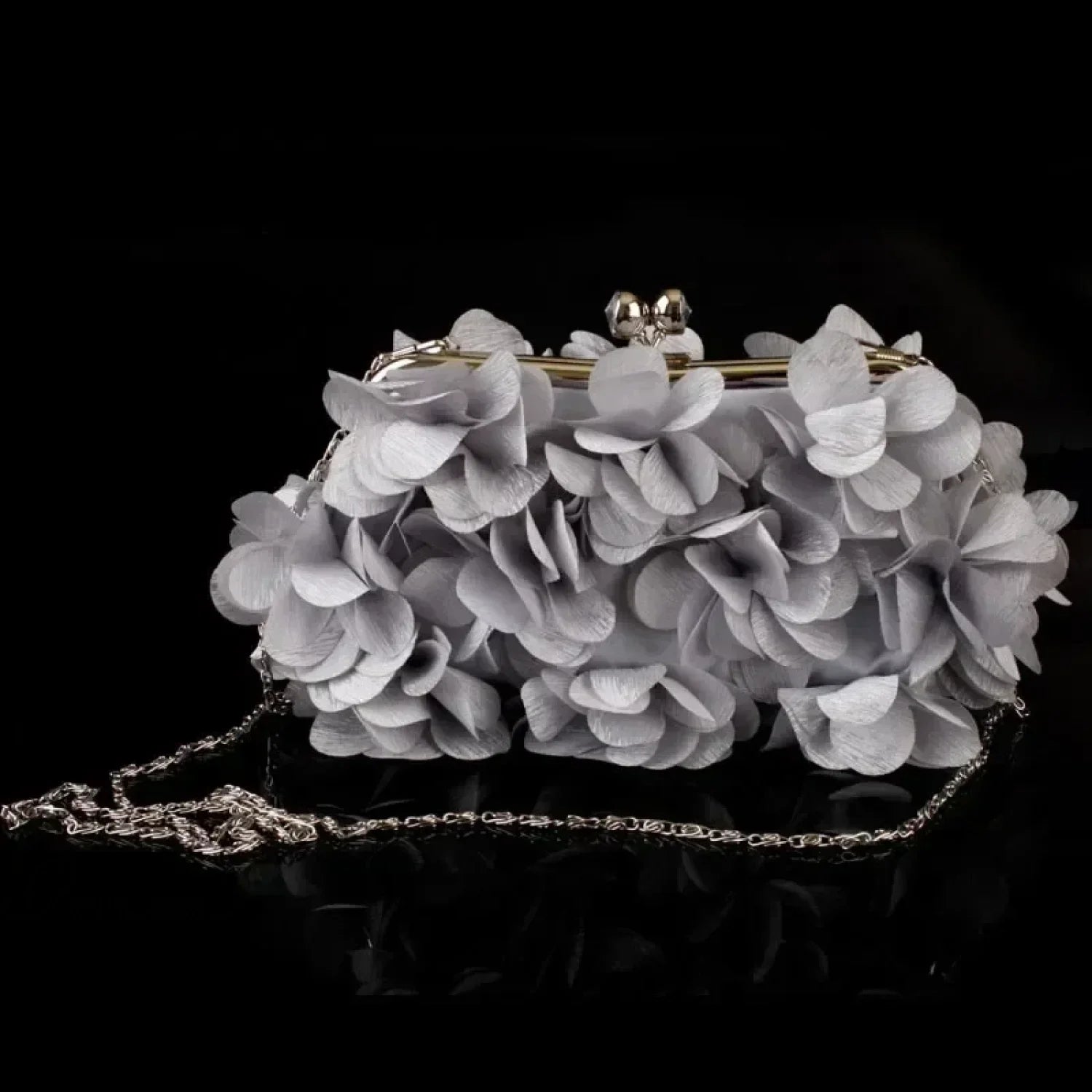 Bolsa de Mão Clutch Floral Branca Elegante para Noiva e Casamento