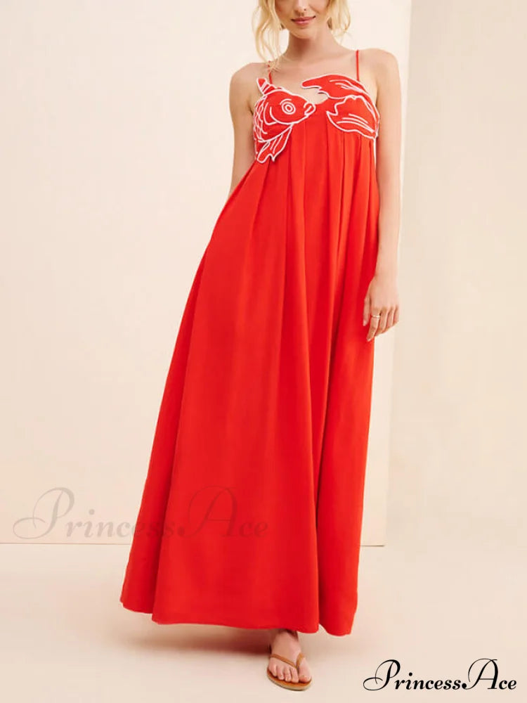 Exquisite Unique Fish-Shaped Charming Top Suspender Midi Dress