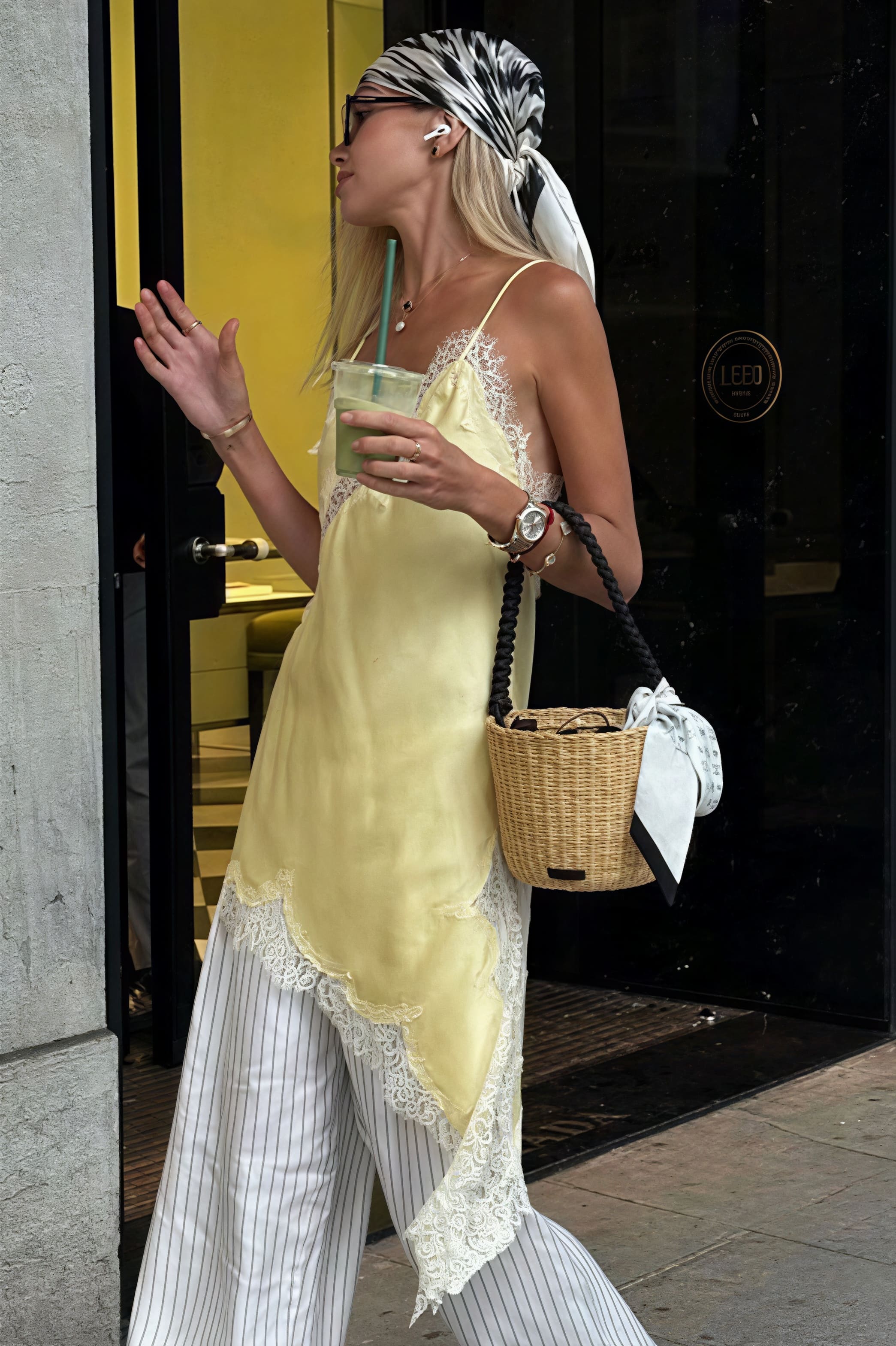 Lace Trim Patchwork Low Cut Asymmetrical Slit Cami Top