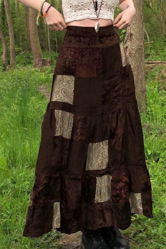 Gonna a trapezio in velluto stampato