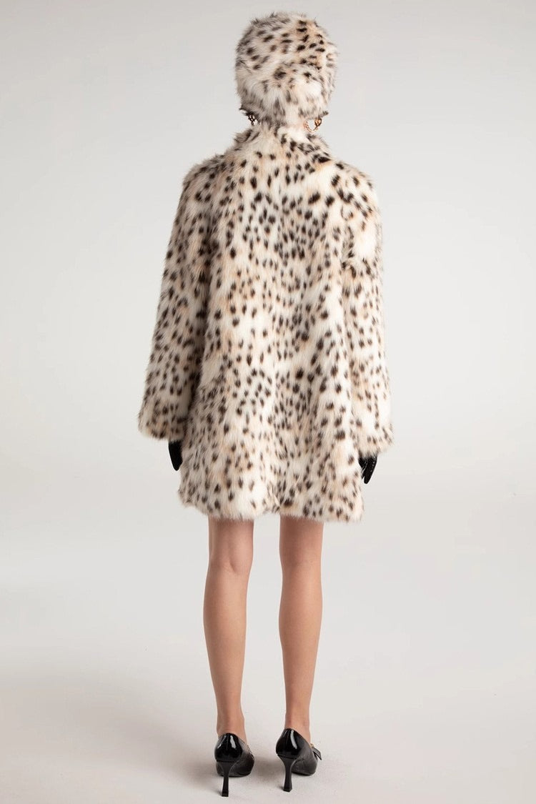 Trenchcoat aus Kunstpelz mit Leopardenmuster
