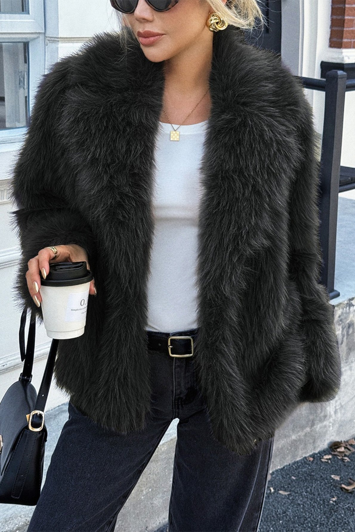 Weicher Plüsch Freizeitmantel mit langen Ärmeln