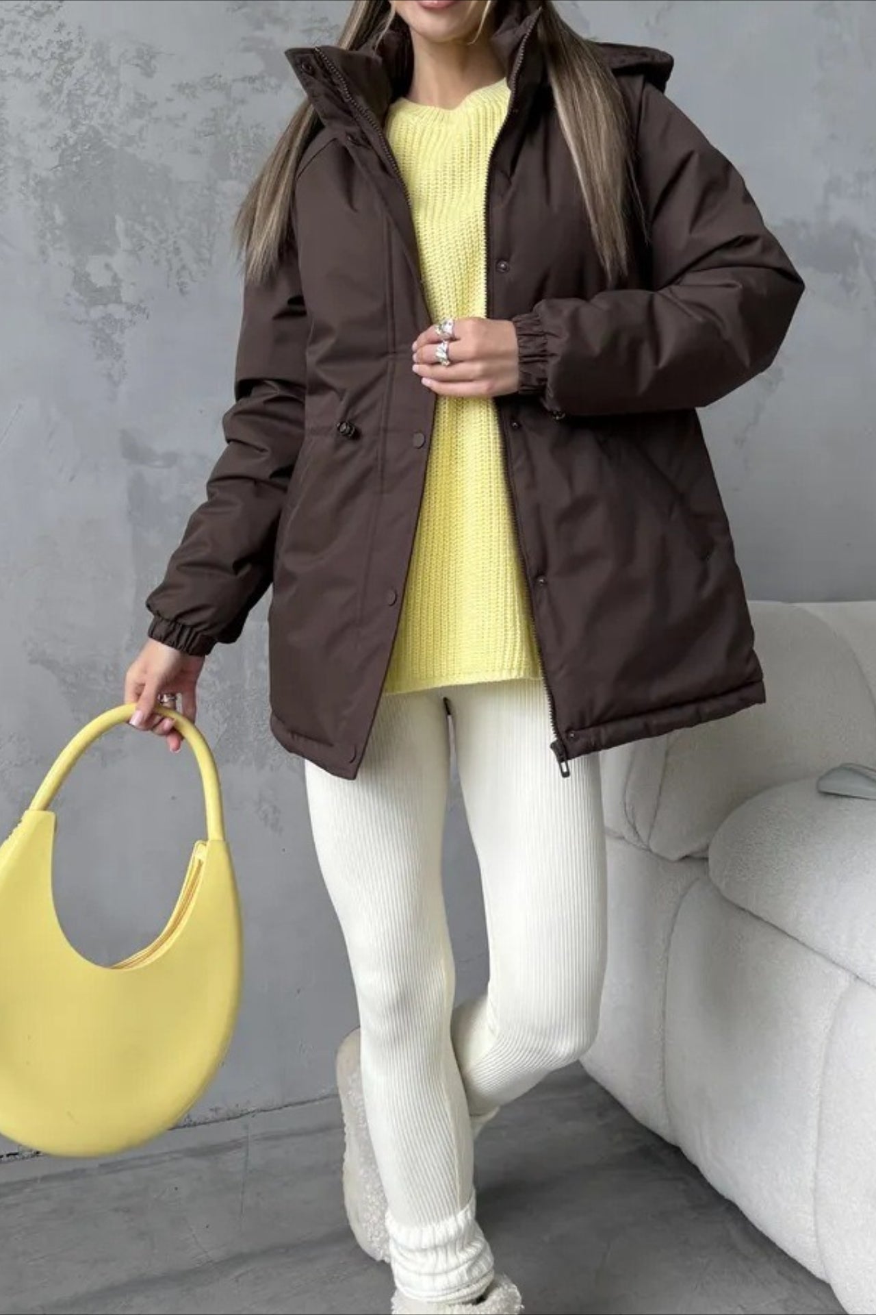 Jaqueta de Lazer para Esportes ao Ar Livre e Montanhismo com Cintura com Cordão