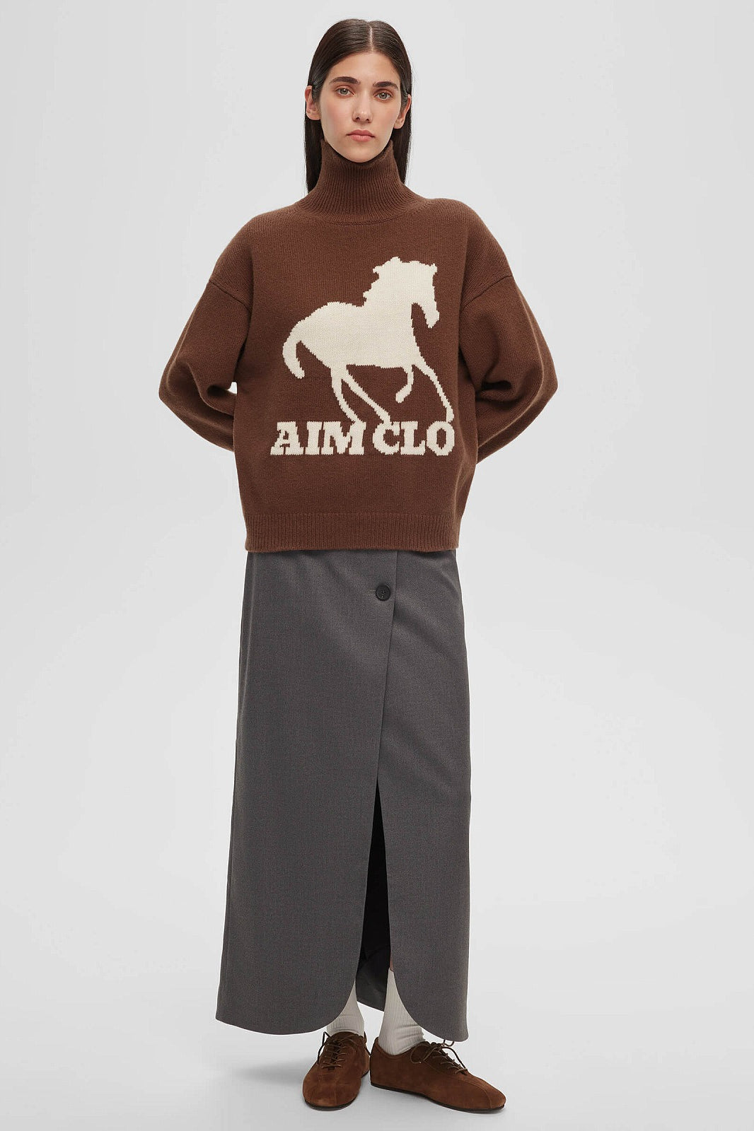 Sudadera de cuello alto con estampado animal y bloques de color