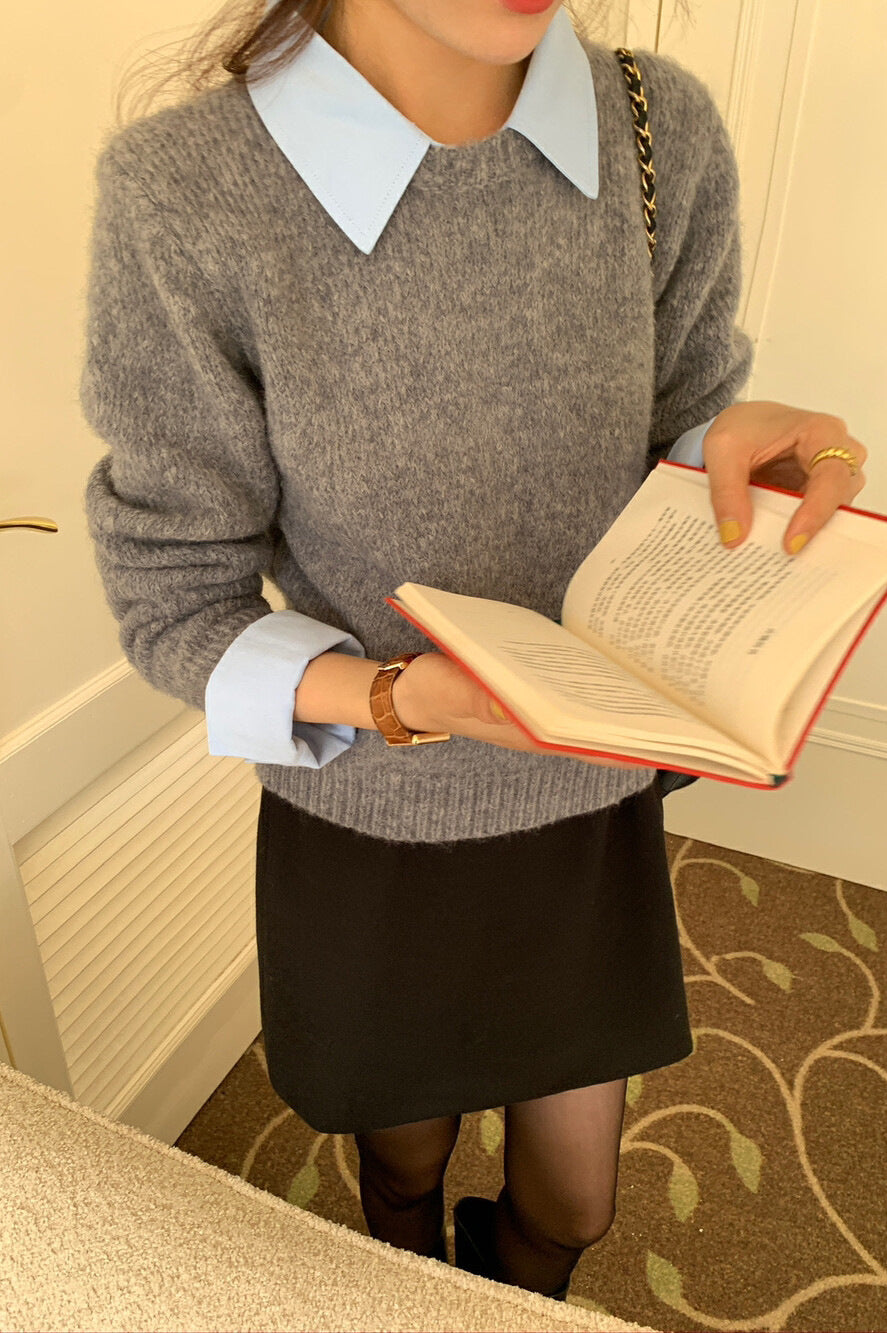 Pull en maille à col superposé