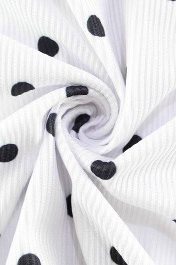 Robe longue élégante à pois avec col rond