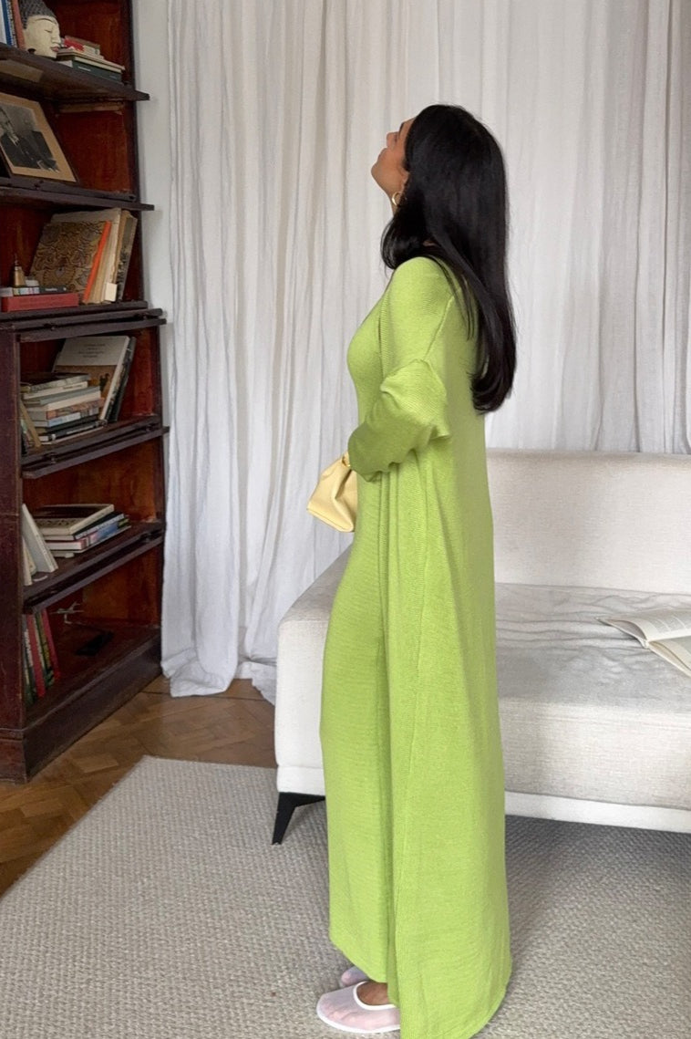 Ensemble deux pièces moulant en tricot de coton à col en V profond