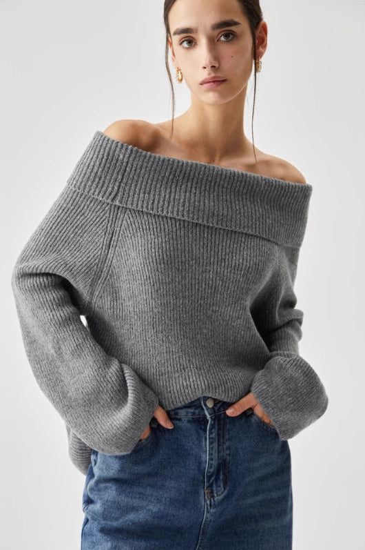 Schulterfreier Strickpullover