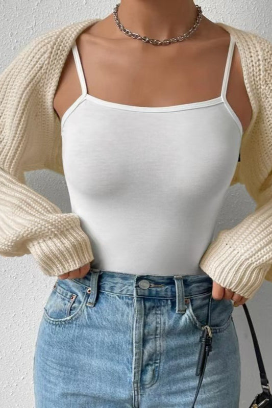 Gerippter Strick-Cardigan mit langen Ärmeln