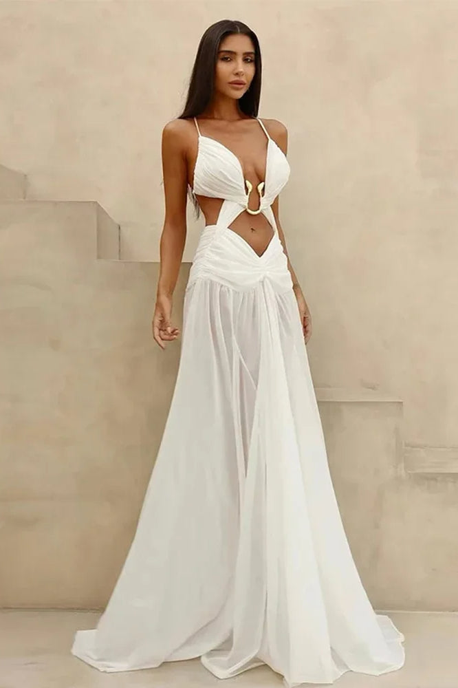 Kleid im Boho-Stil mit Netz und Ausschnitten