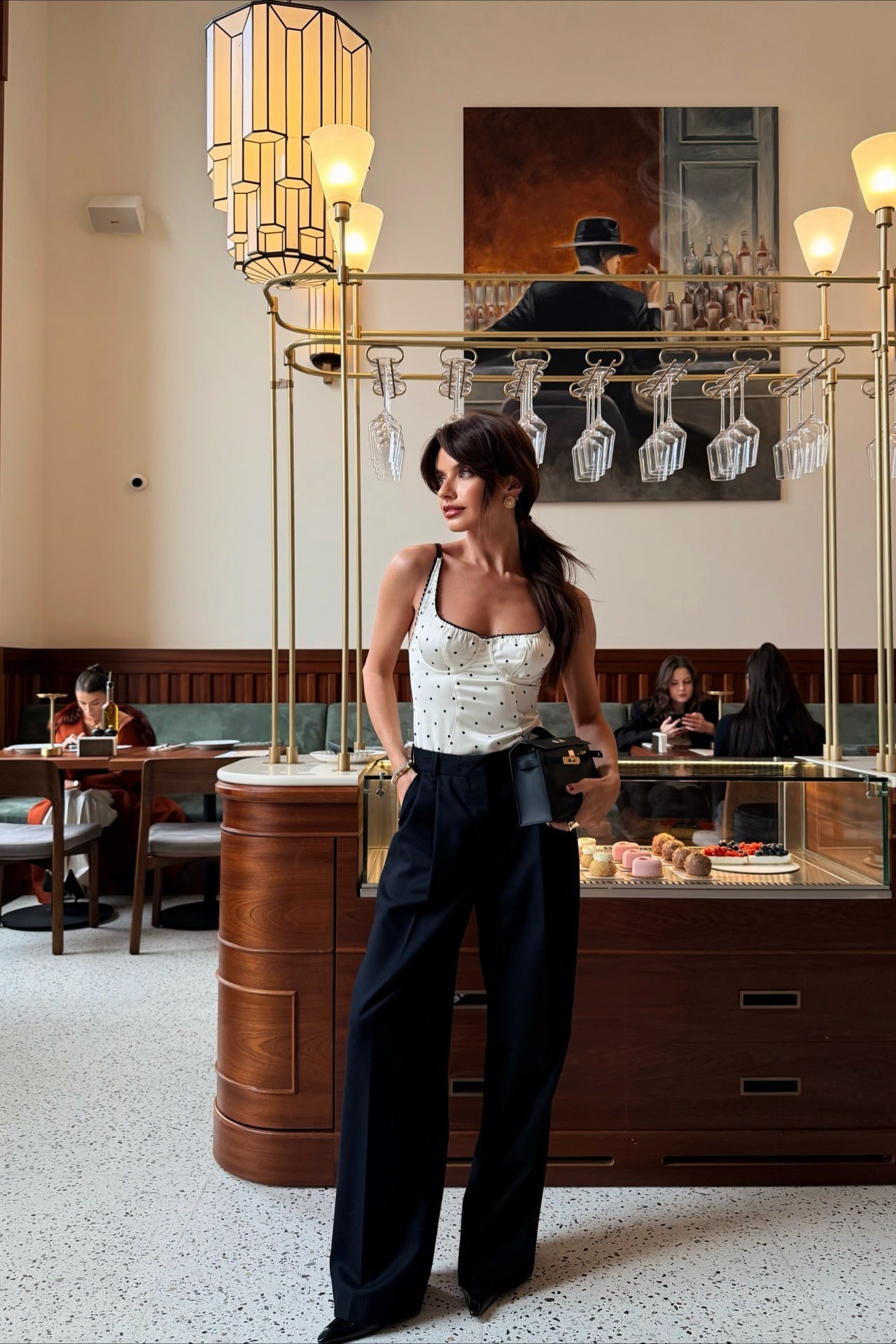 Módní svůdný puntíkovaný tílko univerzální vršek