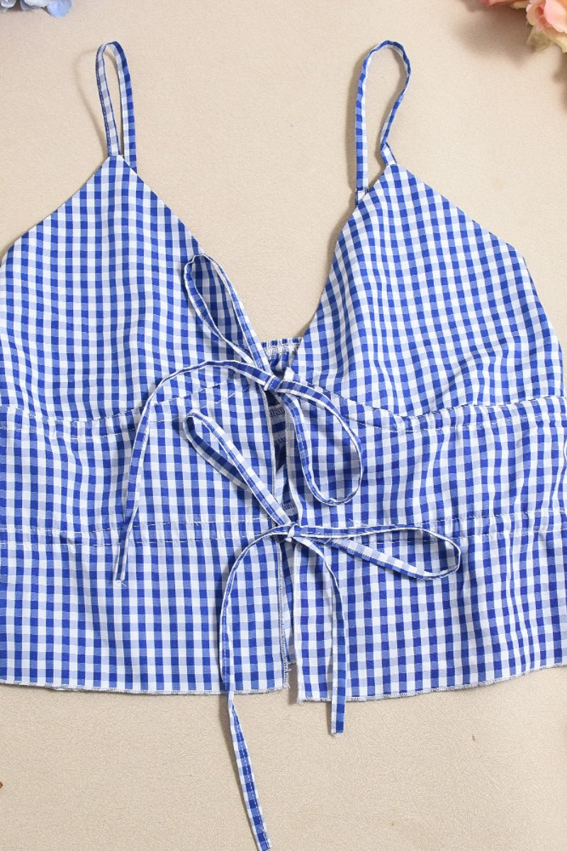 Rückenfreies kurzes Oberteil mit Schnürung - Wickelrock-Set