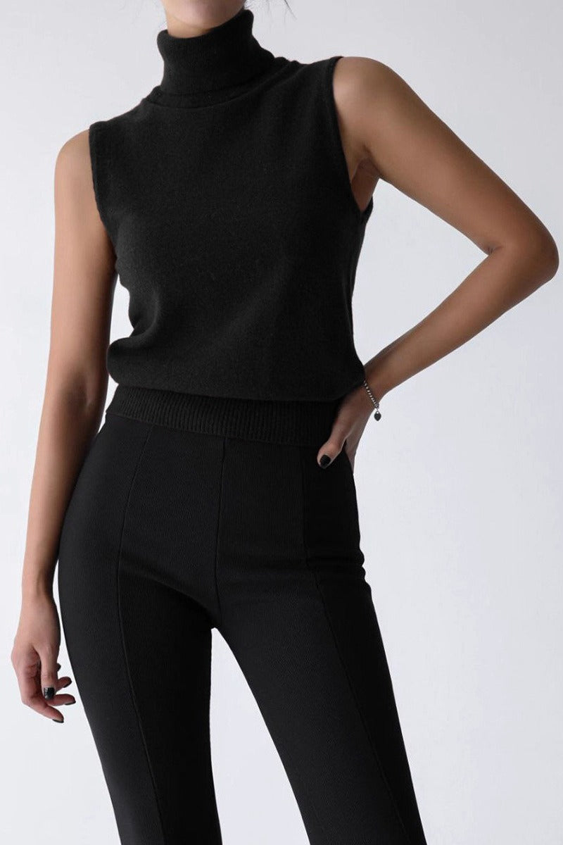 Schlankes Rollkragen-Strickoberteil