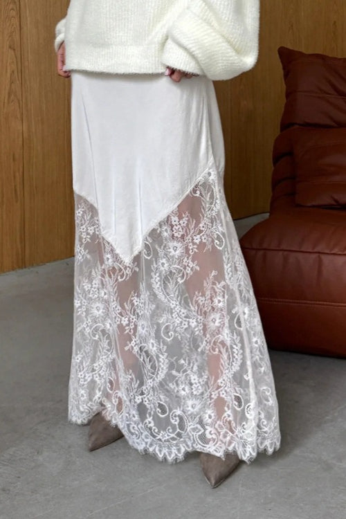 Spitzen-Patchwork-Durchsichtiger Enganliegender Rock