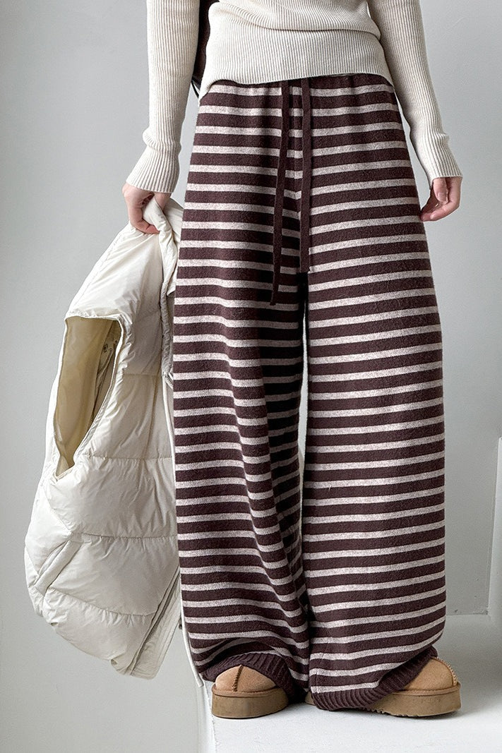 Striped Knit Thickened Casual Pants