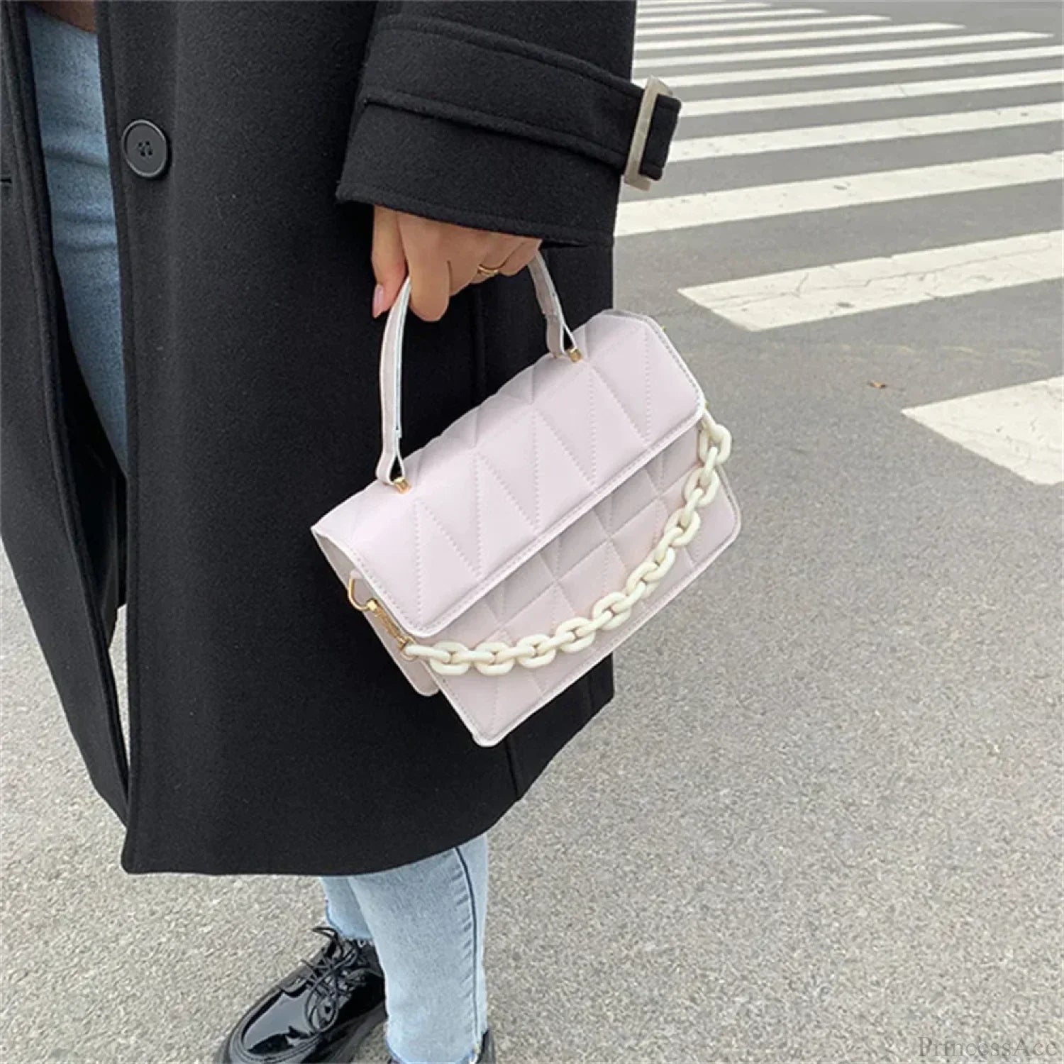 Borsa a tracolla quadrata in pelle sintetica alla moda