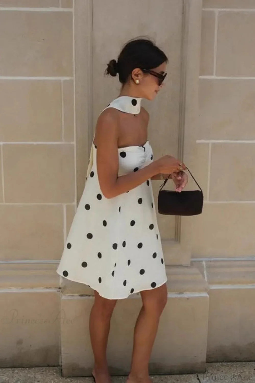 Robe courte bustier à pois tendance