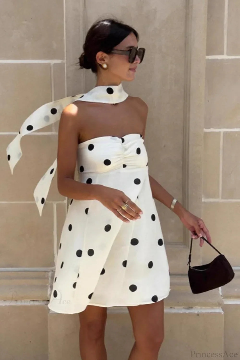 Robe courte bustier à pois tendance