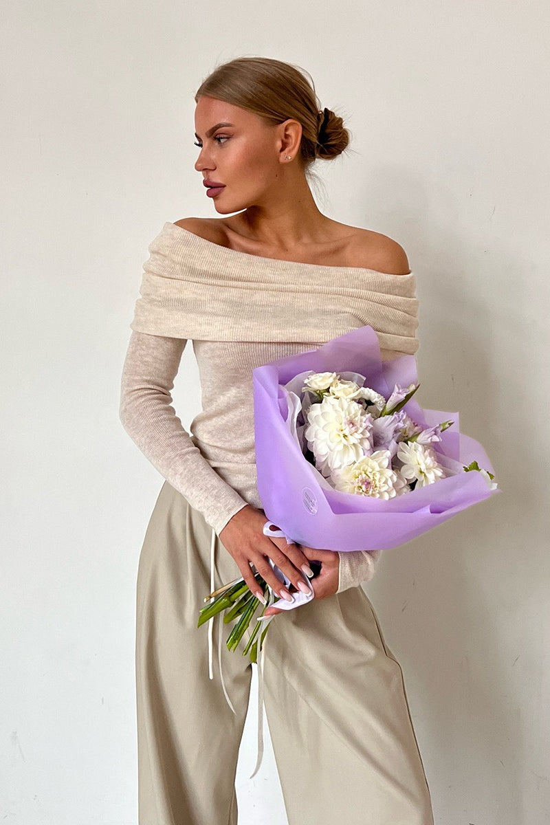 Slim Fit Off-Shoulder Knit Top