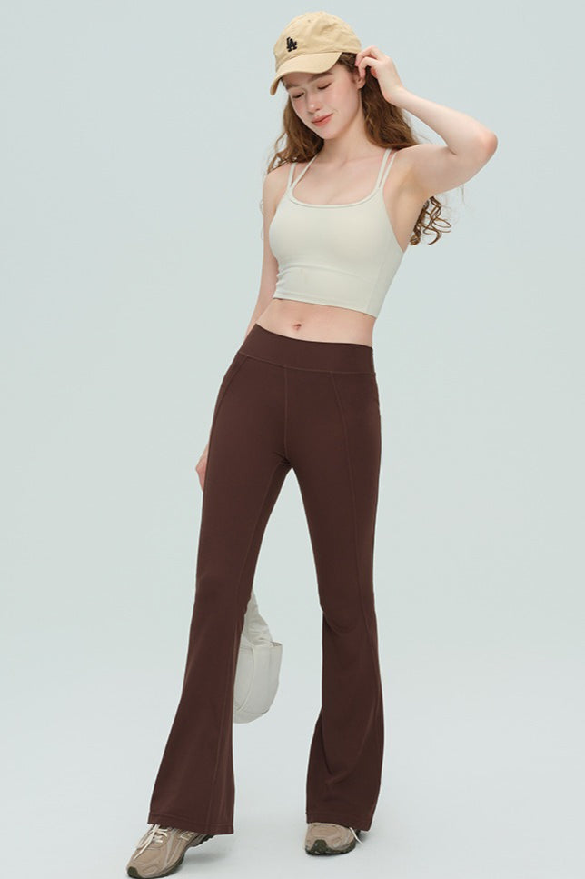 Hochgeschnittene Atmungsaktive Ausgestellte Trainingsleggings mit Schlitz