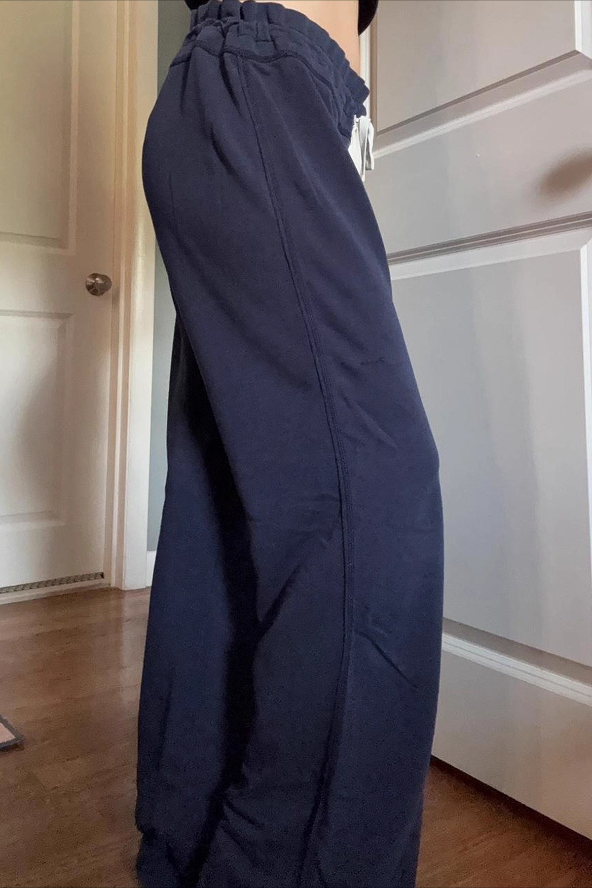 Chic Contrast Letter Print Elastic Loose Straight Pants