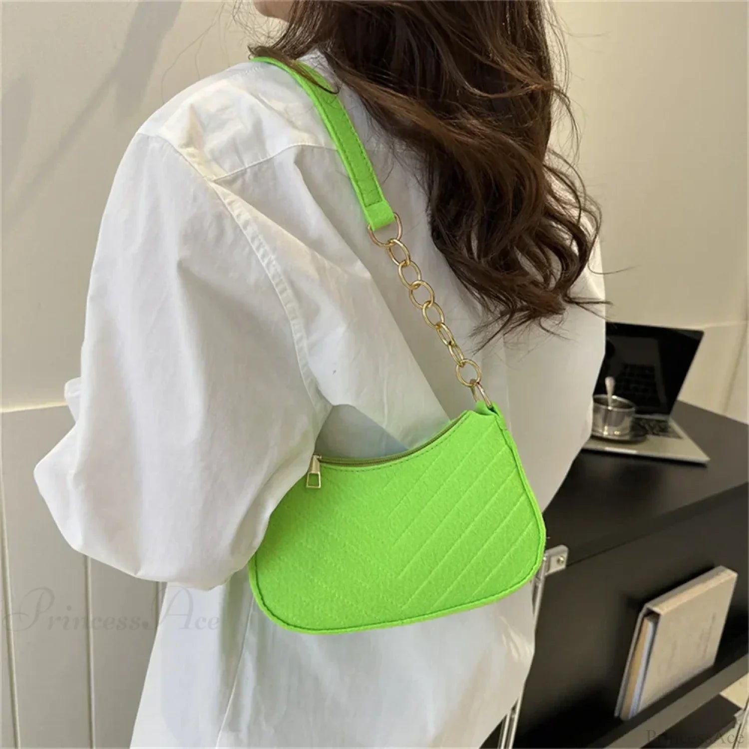 Felt Solid Color Retro Underarm Shoulder Bag