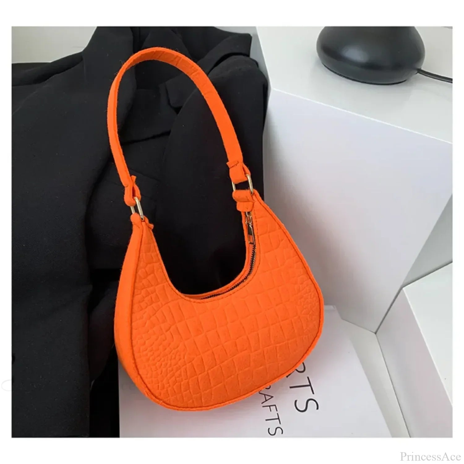 Felt Solid Color Retro Underarm Shoulder Bag