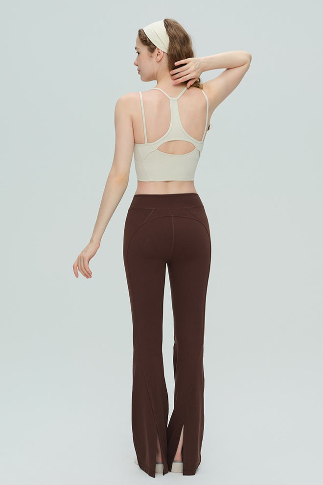 Hochgeschnittene Atmungsaktive Ausgestellte Trainingsleggings mit Schlitz