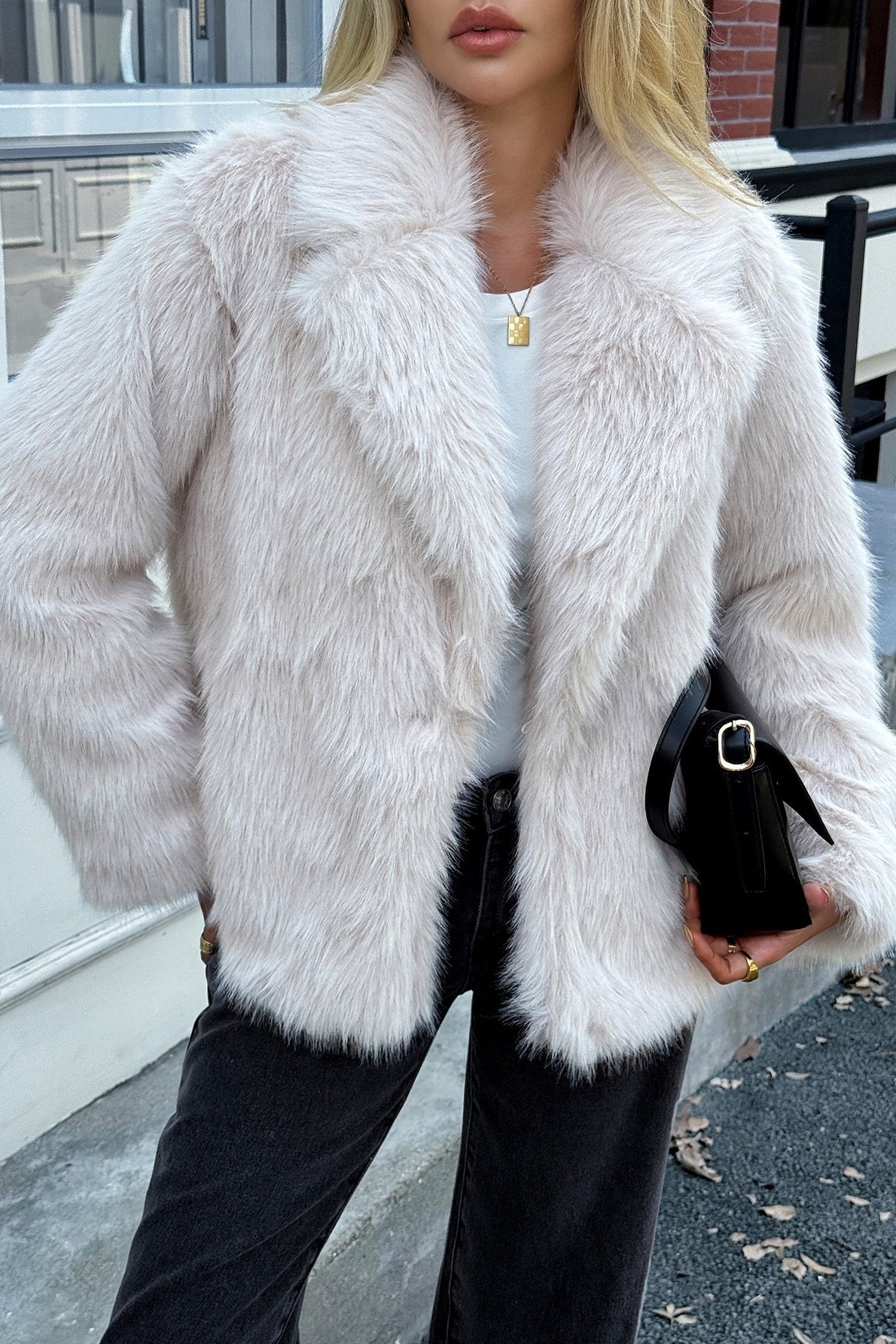 Weicher Plüsch Freizeitmantel mit langen Ärmeln