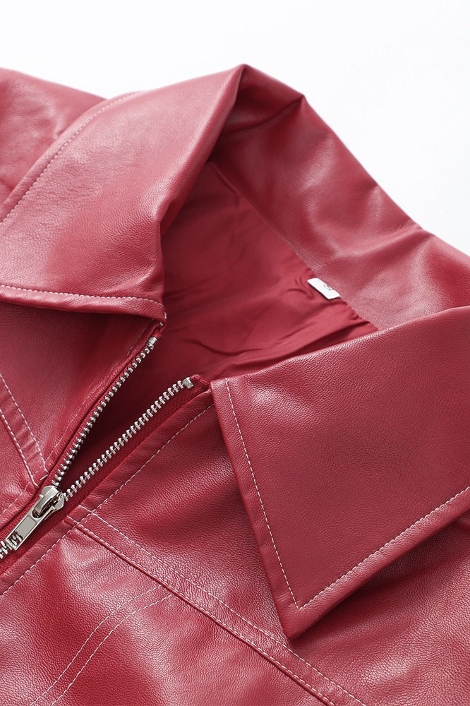 Colorblock Faux Leather Zip Jacket