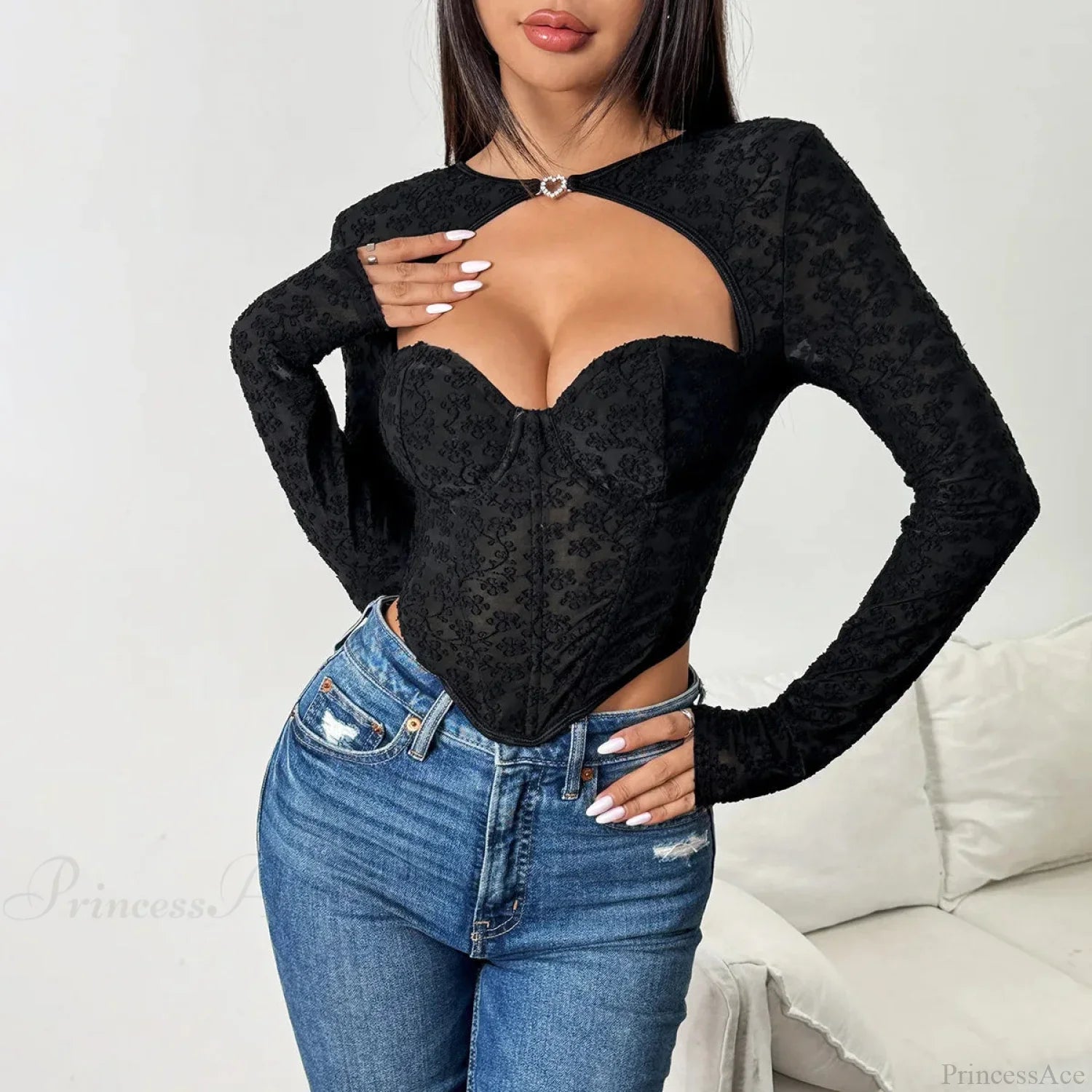 Fischgräten-Bauchfreies Oberteil