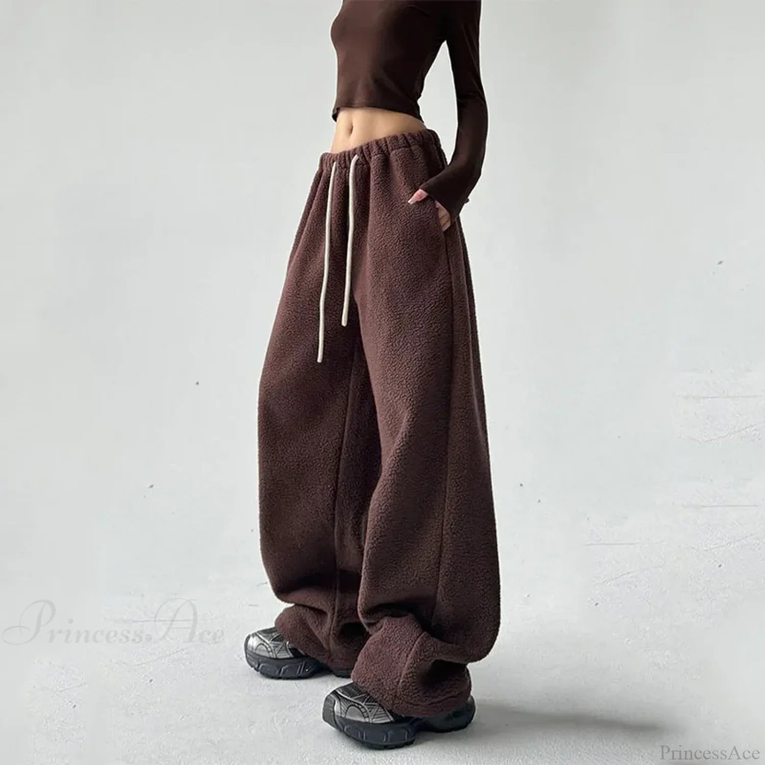 Fleece Thicken Wool Wide Leg Pants
