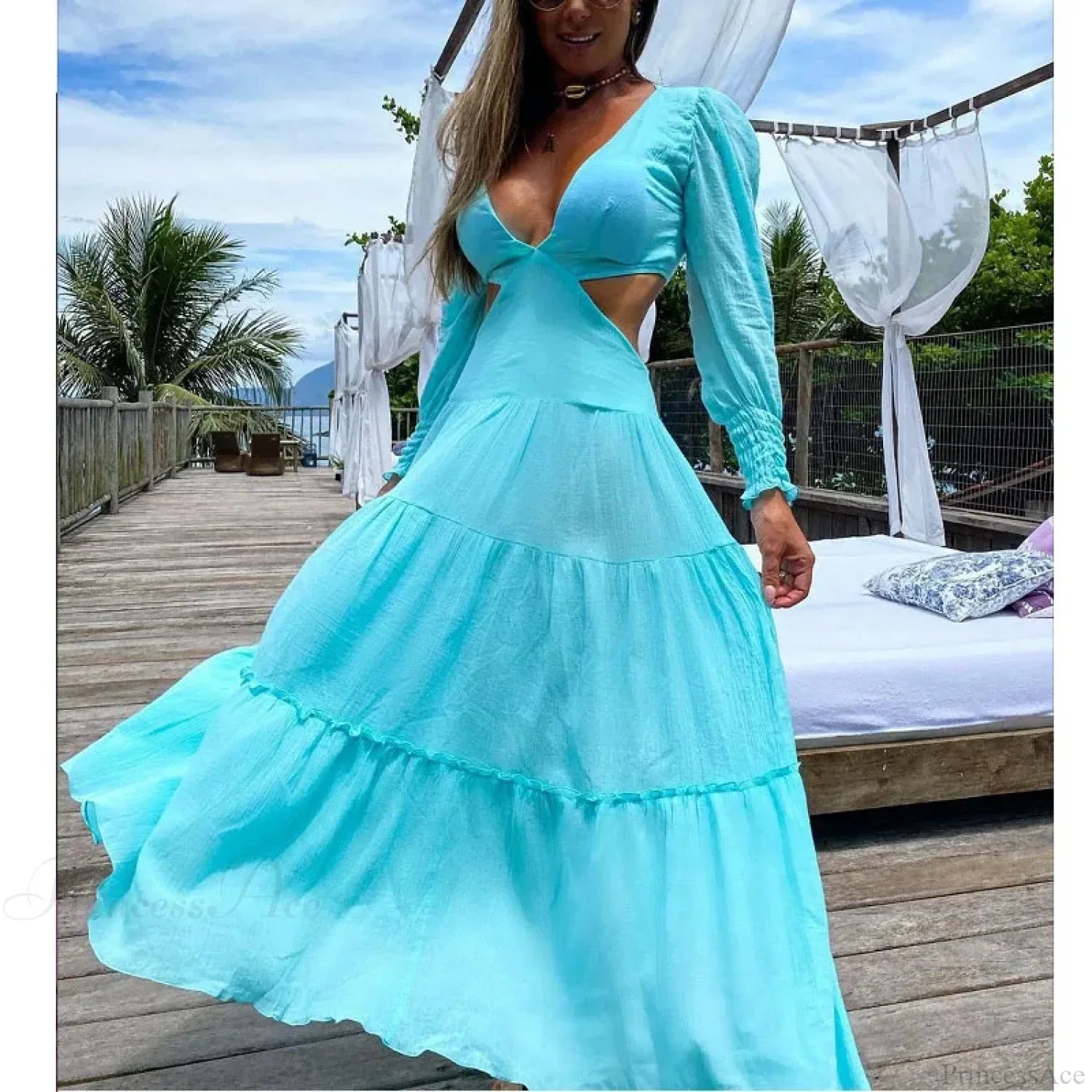 Floral Long Sleeve Beach Kimono Cover Up
