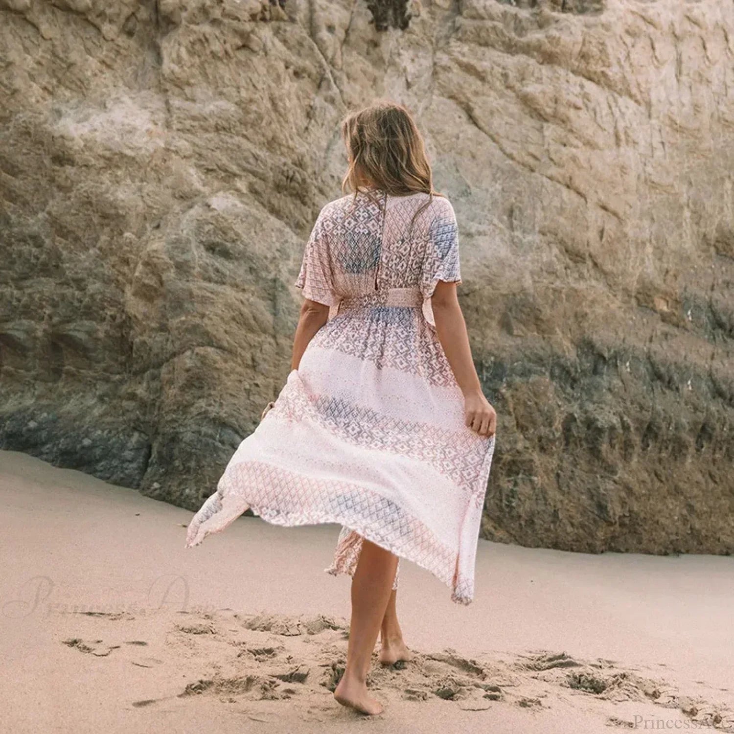 Floral Smock Frock Chiffon Bikini Cover Up Boho Dress