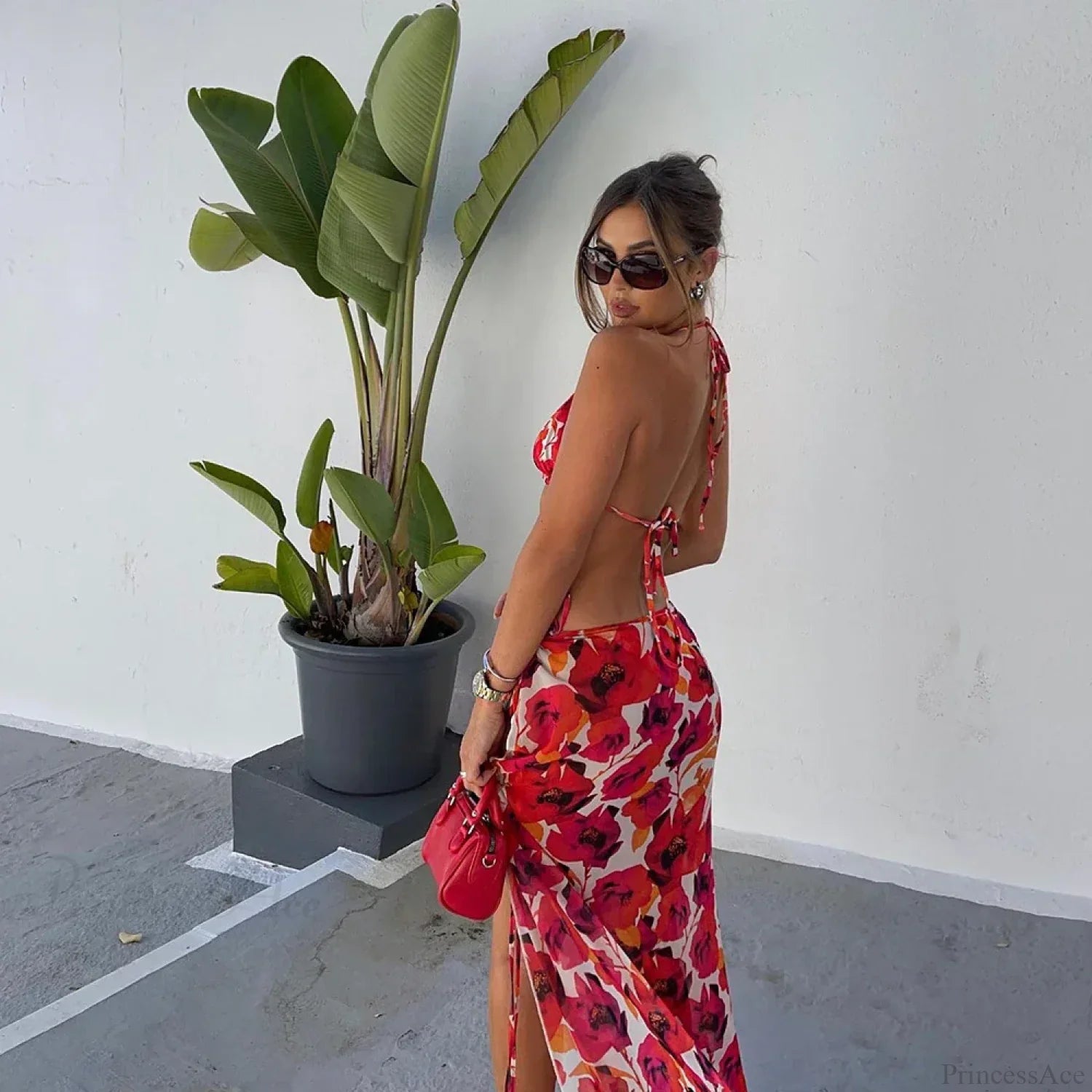 Folwer Print Skirt Three Piece Swimsuit
