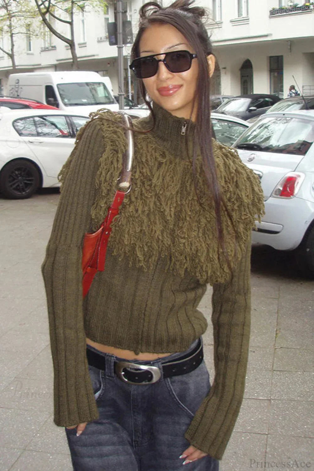 Fringe Slim Pullover Knit Sweater