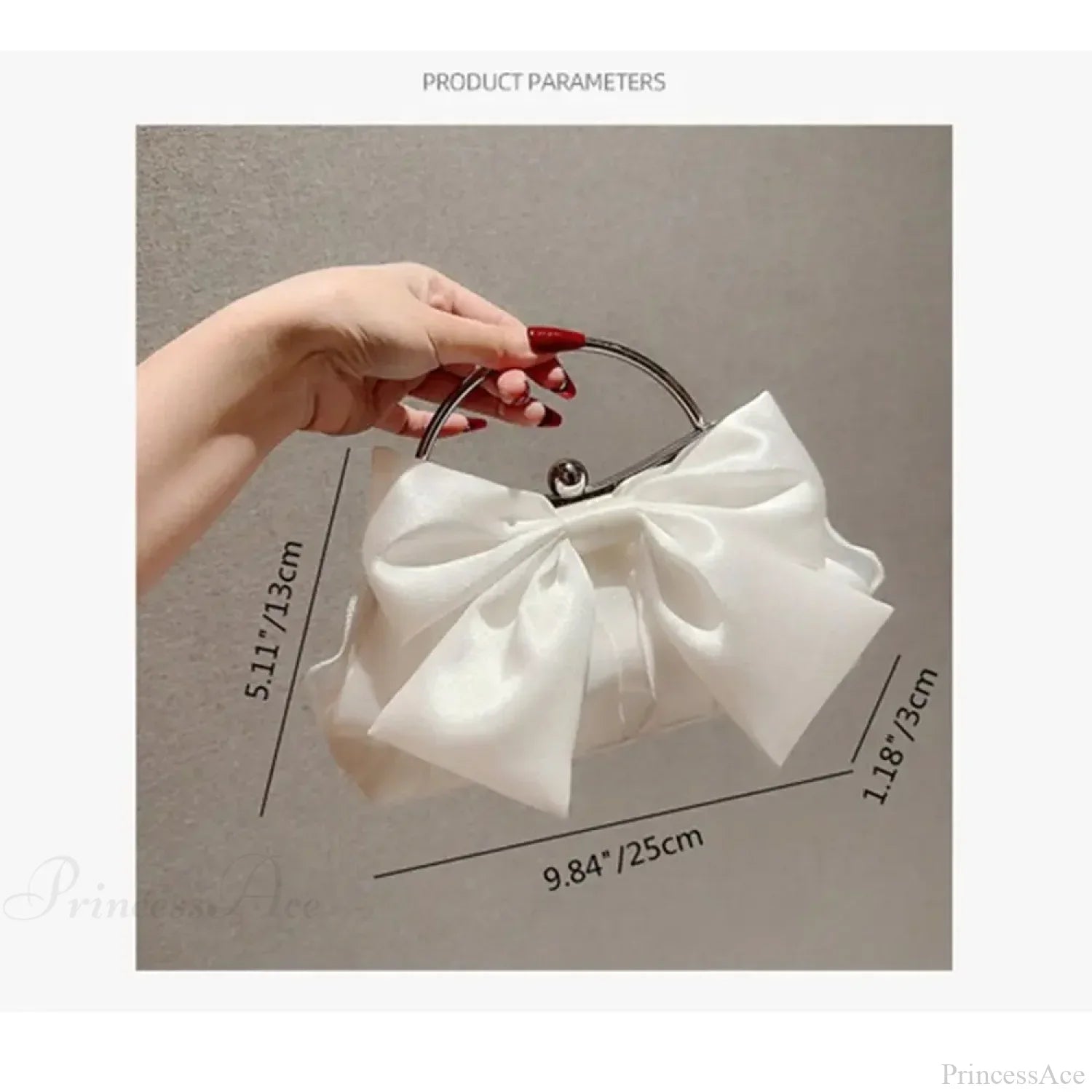 Gold Silk Bowknot Evening Bag Women Elegant Banquet Shoulder Handbag