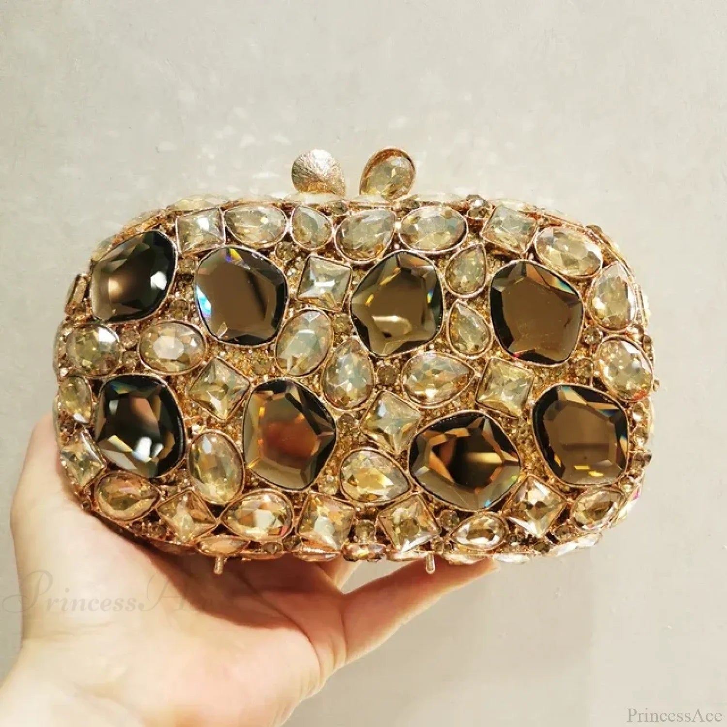 Gold/Silver Crystal Evening Clutch Wristlet