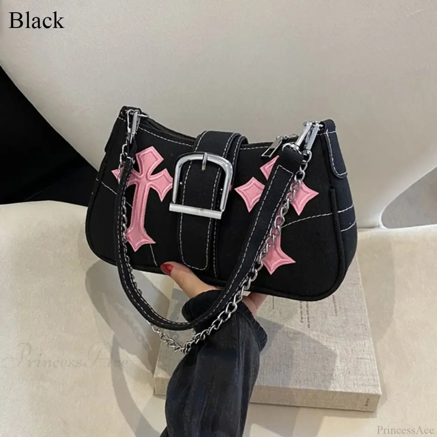 Metallschnalle Leinwand-Schultertasche