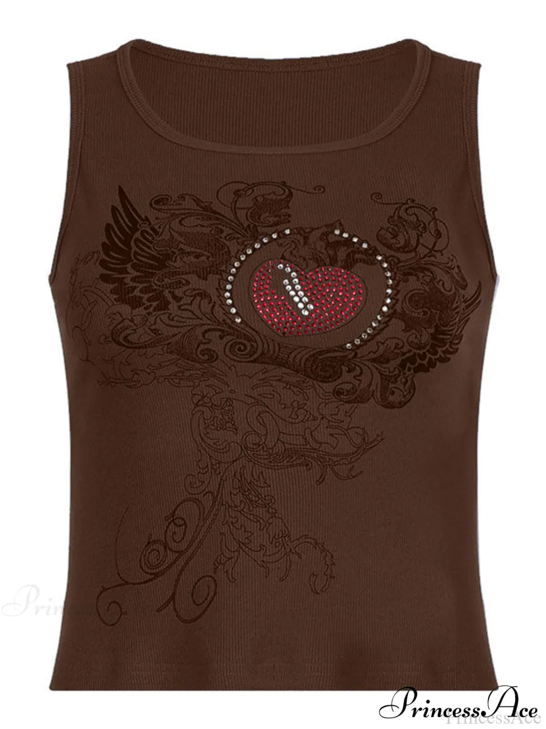 Top corto bianco elegante con stampa a cuore