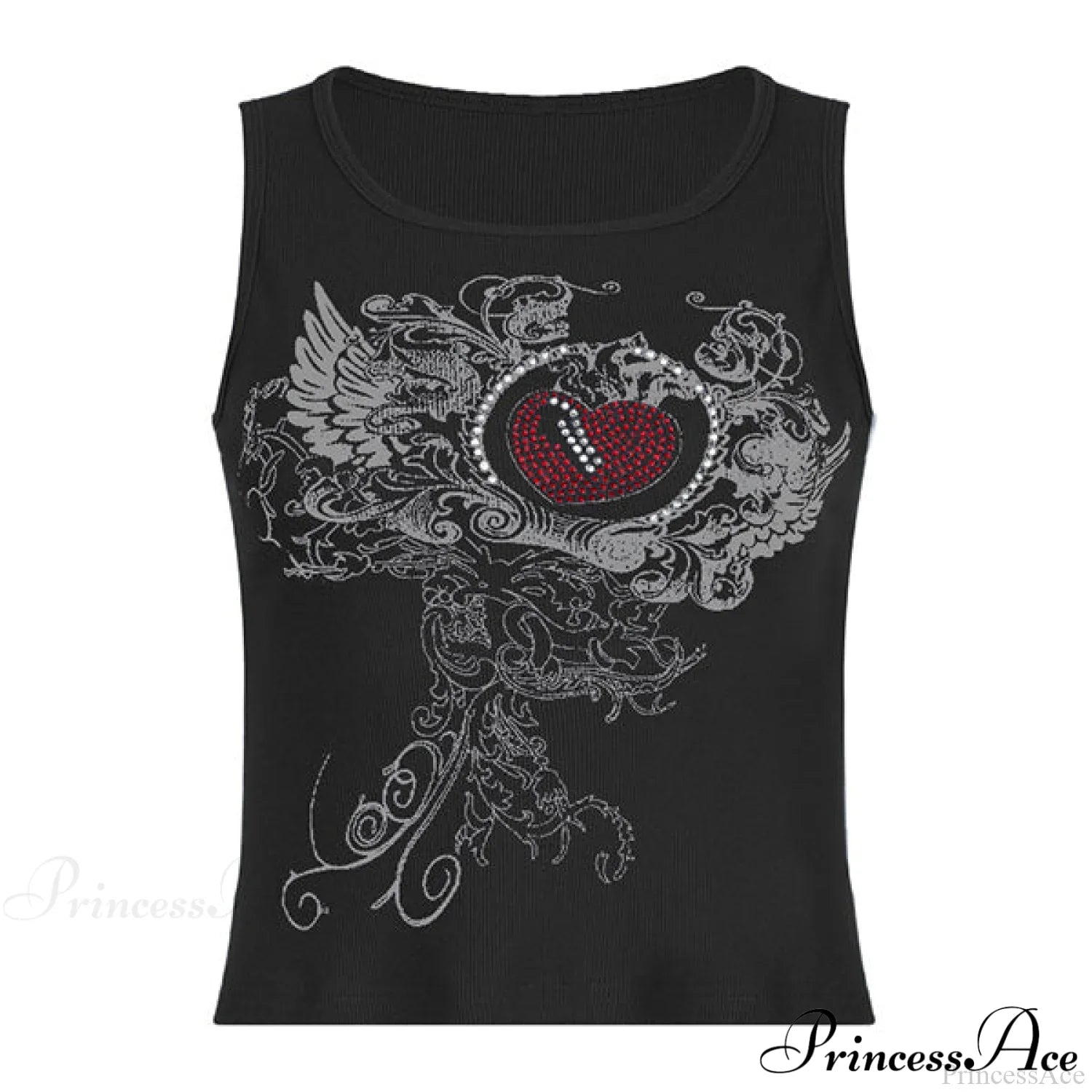 Top corto bianco elegante con stampa a cuore