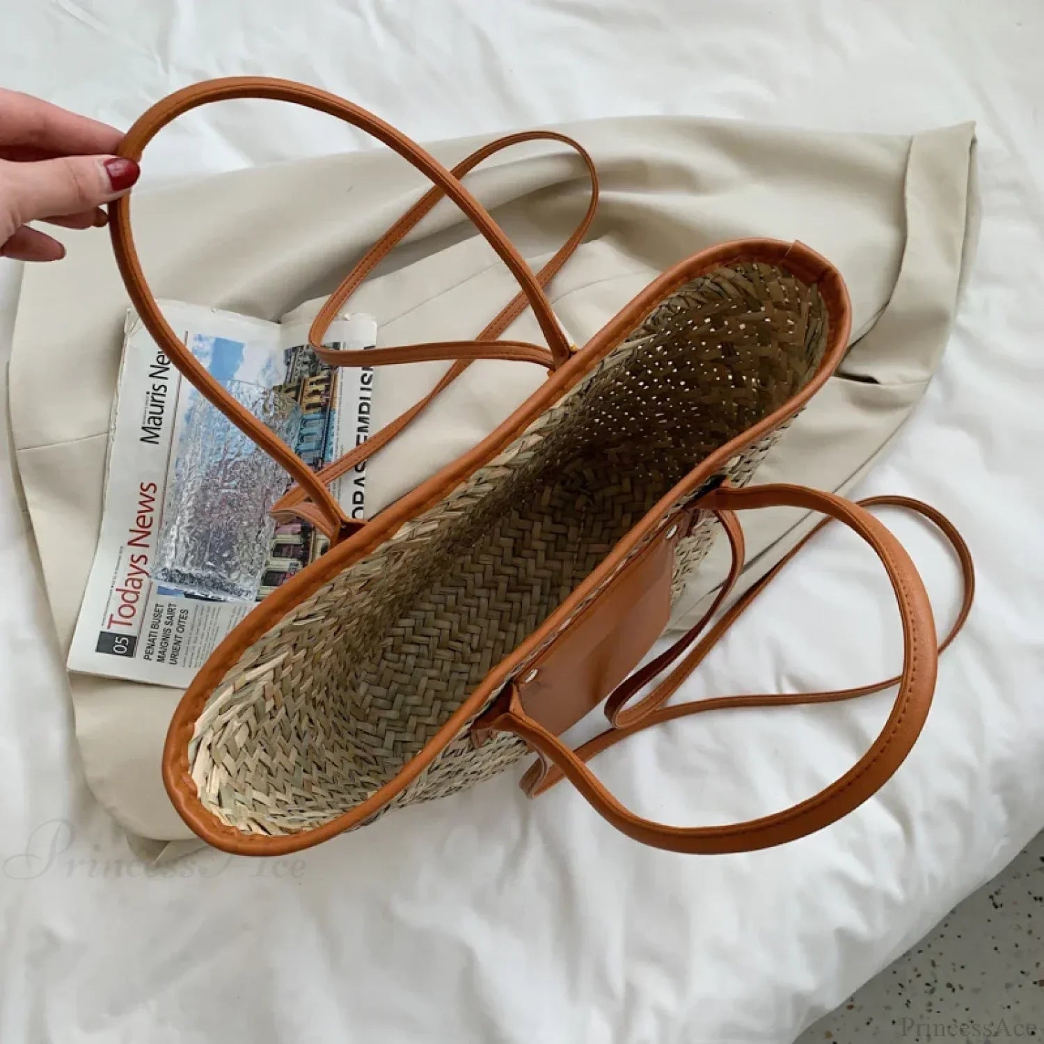 Bolso de mano de playa de verano de paja de alta calidad