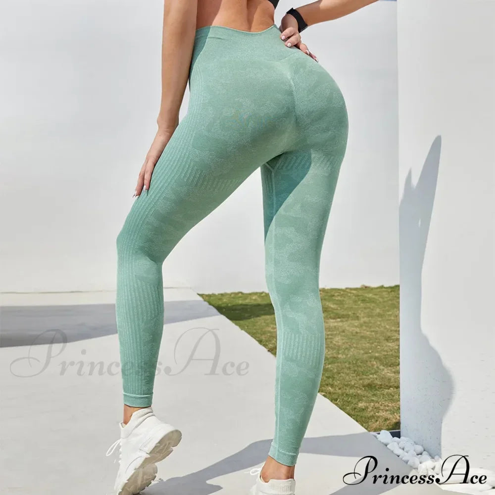 High Waist Camouflage Seamless Stretch Butt Lift Gym Legging