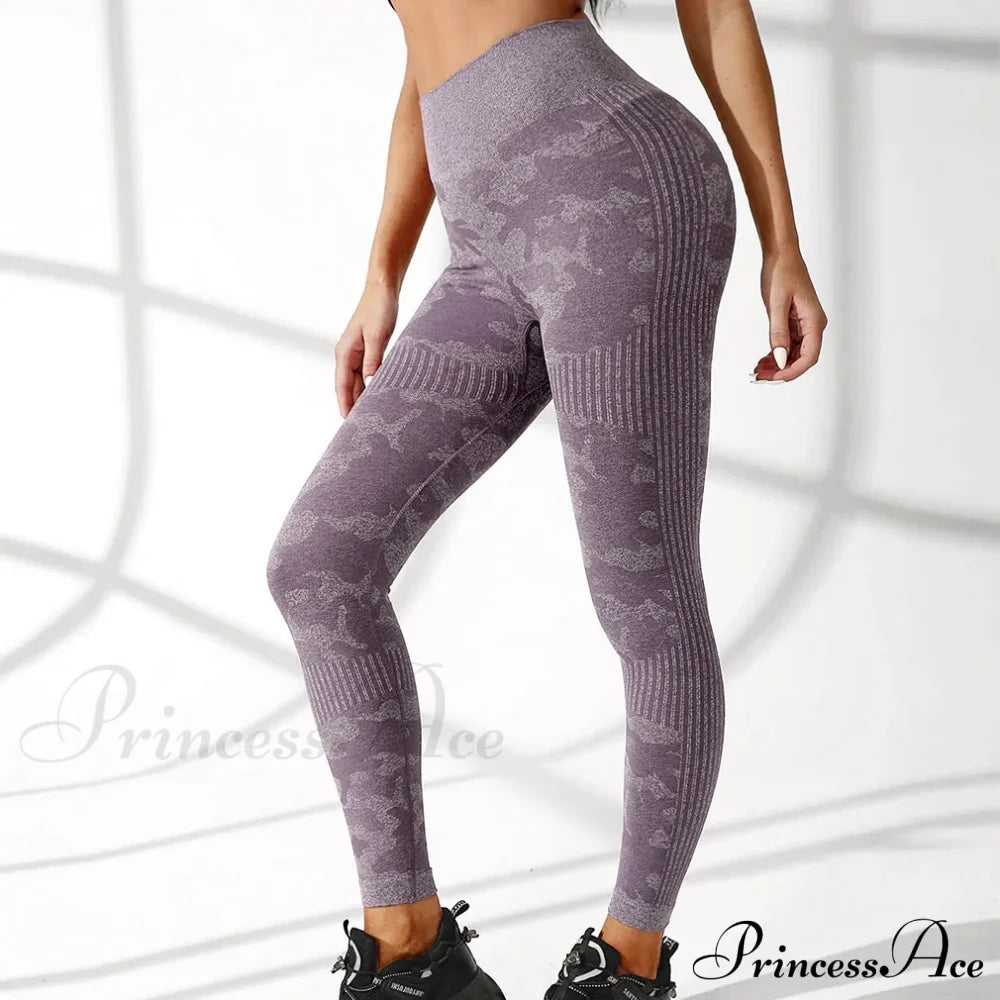 High Waist Camouflage Seamless Stretch Butt Lift Gym Legging