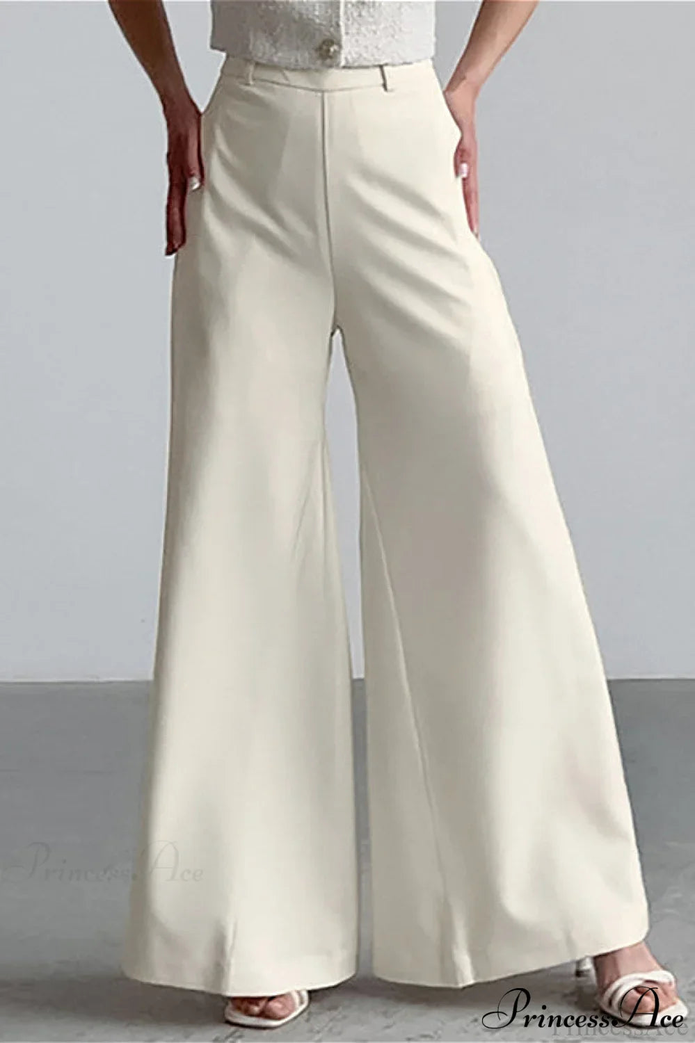 High Waist Wide Leg Solid Casual Pants